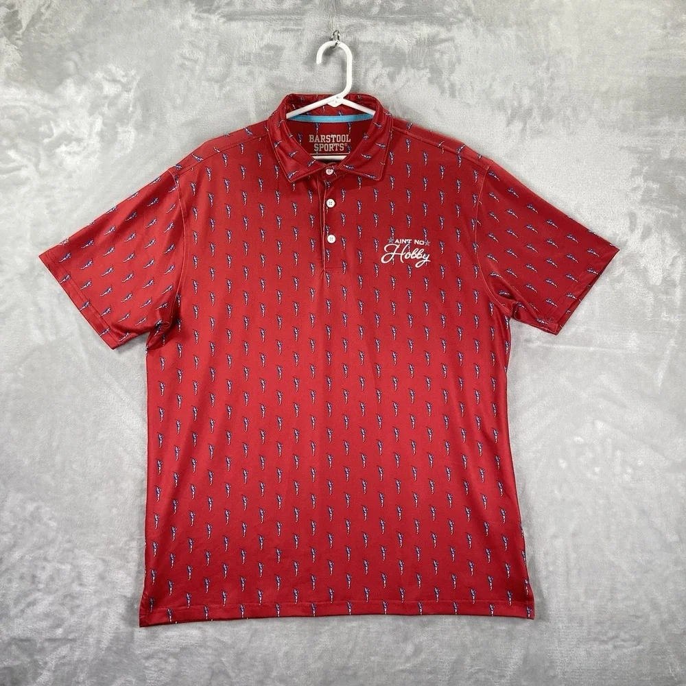 Barstool Sports Golf Shirt Mens Large Polo Performance AOP Golfer Short Sleeve